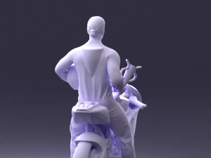 000171 Motorcycle Racer with Bike and Trophy 0809 3D Model