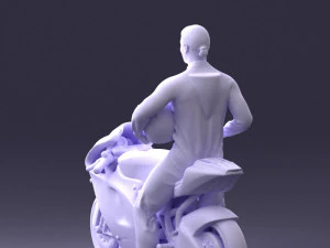 000171 Motorcycle Racer with Bike and Trophy 0809 3D Model