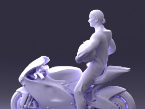 000171 Motorcycle Racer with Bike and Trophy 0809 3D 모델