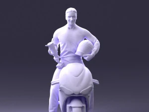 000171 Motorcycle Racer with Bike and Trophy 0809 3D Model