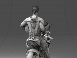 000171 Motorcycle Racer with Bike and Trophy 0809 3D Model