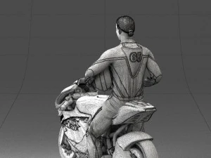 000171 Motorcycle Racer with Bike and Trophy 0809 3D Model