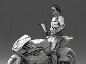 000171 Motorcycle Racer with Bike and Trophy 0809 3D 모델