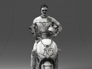 000171 Motorcycle Racer with Bike and Trophy 0809 3D 모델