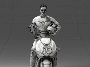 000171 Motorcycle Racer with Bike and Trophy 0809 3D Model