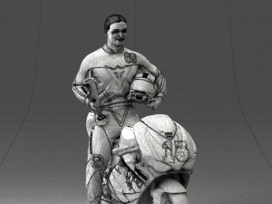 000171 Motorcycle Racer with Bike and Trophy 0809 3D 모델