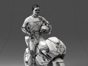 000171 Motorcycle Racer with Bike and Trophy 0809 3D 모델