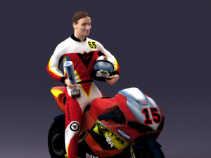 000171 Motorcycle Racer with Bike and Trophy 0809 3dp 3D 打印模型