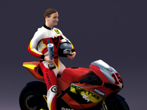 000171 Motorcycle Racer with Bike and Trophy 0809 3dp 3D 打印模型
