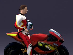 000171 Motorcycle Racer with Bike and Trophy 0809 3dp 3D Print Model