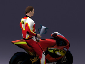 000171 Motorcycle Racer with Bike and Trophy 0809 3dp 3D 打印模型
