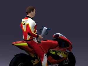 000171 Motorcycle Racer with Bike and Trophy 0809 3dp 3D Print Model