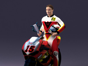 000171 Motorcycle Racer with Bike and Trophy 0809 3dp 3D 打印模型