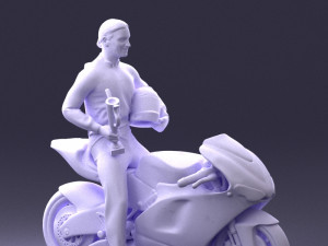 000171 Motorcycle Racer with Bike and Trophy 0809 3dp 3D 打印模型