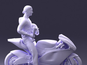 000171 Motorcycle Racer with Bike and Trophy 0809 3dp 3D 打印模型