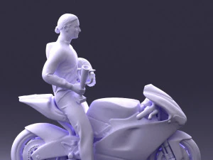 000171 Motorcycle Racer with Bike and Trophy 0809 3dp 3D Print Model
