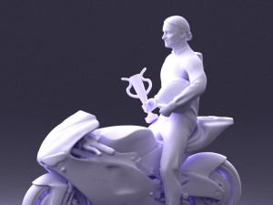 000171 Motorcycle Racer with Bike and Trophy 0809 3dp 3D 打印模型