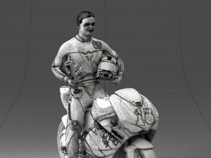 000171 Motorcycle Racer with Bike and Trophy 0809 3dp 3D 打印模型