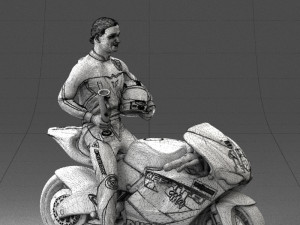 000171 Motorcycle Racer with Bike and Trophy 0809 3dp 3D 打印模型