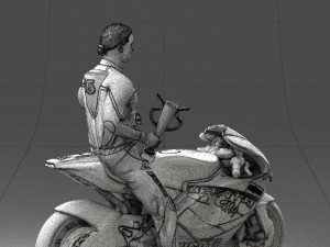 000171 Motorcycle Racer with Bike and Trophy 0809 3dp 3D 打印模型
