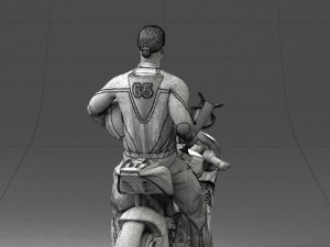 000171 Motorcycle Racer with Bike and Trophy 0809 3dp 3D 打印模型