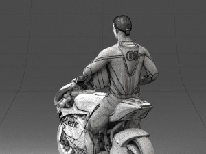 000171 Motorcycle Racer with Bike and Trophy 0809 3dp 3D 打印模型