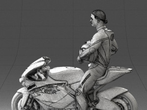000171 Motorcycle Racer with Bike and Trophy 0809 3dp 3D 打印模型