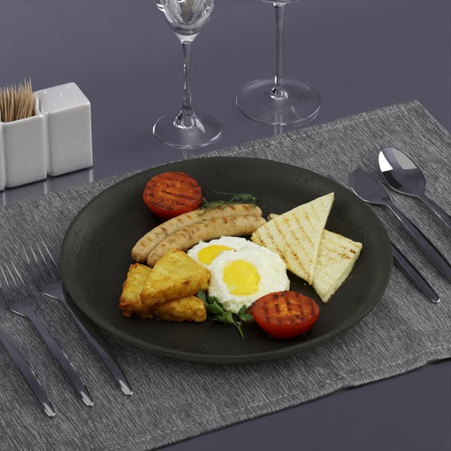fried eggs 0003 3D Model .c4d .max .obj .3ds .fbx .stl .blend 