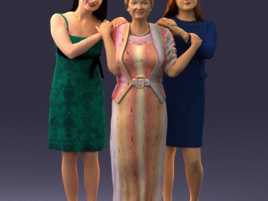 three women hugging 0042 3D 모델