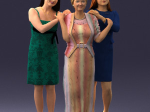 three women hugging 0042 Modelo 3D