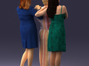 three women hugging 0042 Modelo 3D
