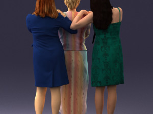 three women hugging 0042 Modelo 3D