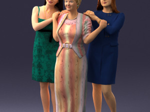 three women hugging 0042 Modelo 3D