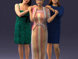 three women hugging 0042 Modelo 3D