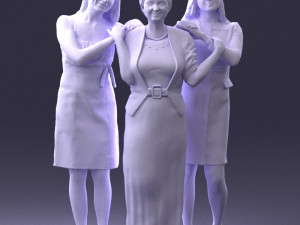 three women hugging 0042 Modelo 3D