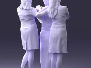 three women hugging 0042 Modelo 3D