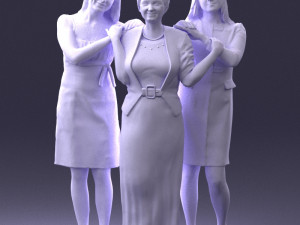 three women hugging 0042 Modelo 3D