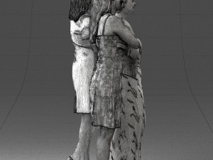 three women hugging 0042 Modelo 3D