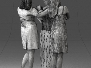 three women hugging 0042 Modelo 3D