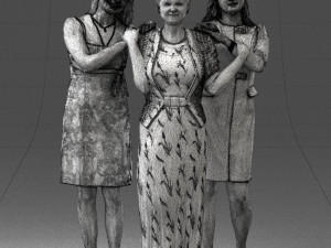 three women hugging 0042 Modelo 3D