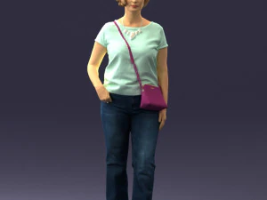 Woman in blue blouse 0043 3D Model
