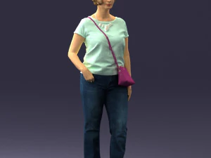 Woman in blue blouse 0043 3D Model