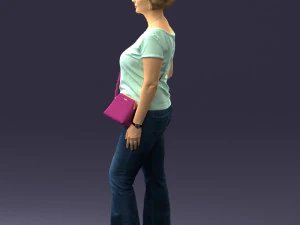 Woman in blue blouse 0043 3D Model
