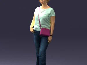 Woman in blue blouse 0043 3D Model