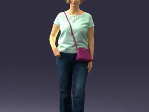 Woman in blue blouse 0043 3D Model