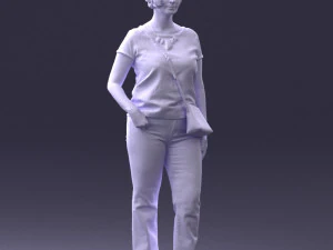 Woman in blue blouse 0043 3D Model