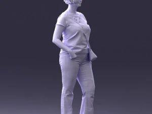 Woman in blue blouse 0043 3D Model
