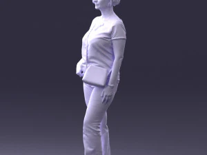 Woman in blue blouse 0043 3D Model