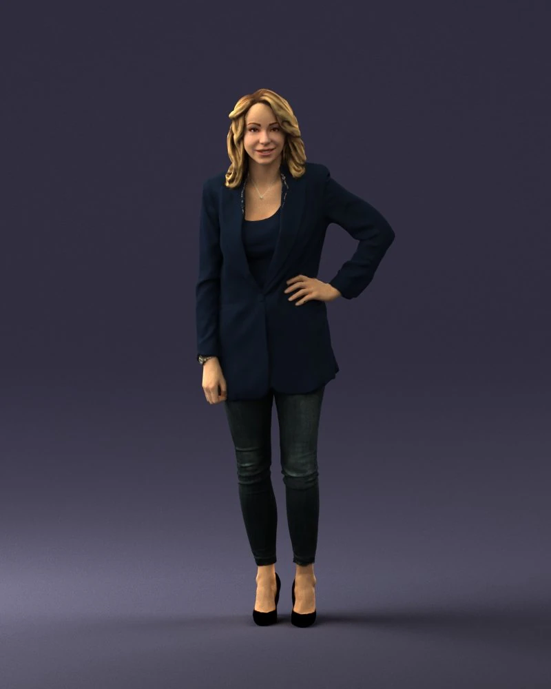 000387 Female Character Business Casual Standing Pose 3D Model .c4d .max .obj .3ds .fbx .stl .blend