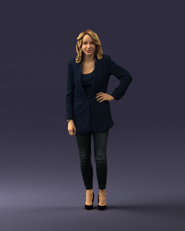 woman in blue jacket 0044 3d print ready 3D Print Model .c4d .max .obj .3ds .fbx .stl .blend 